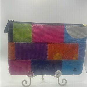 Rareform Charlie Colorful Patchwork Zipper Pouch Recycled